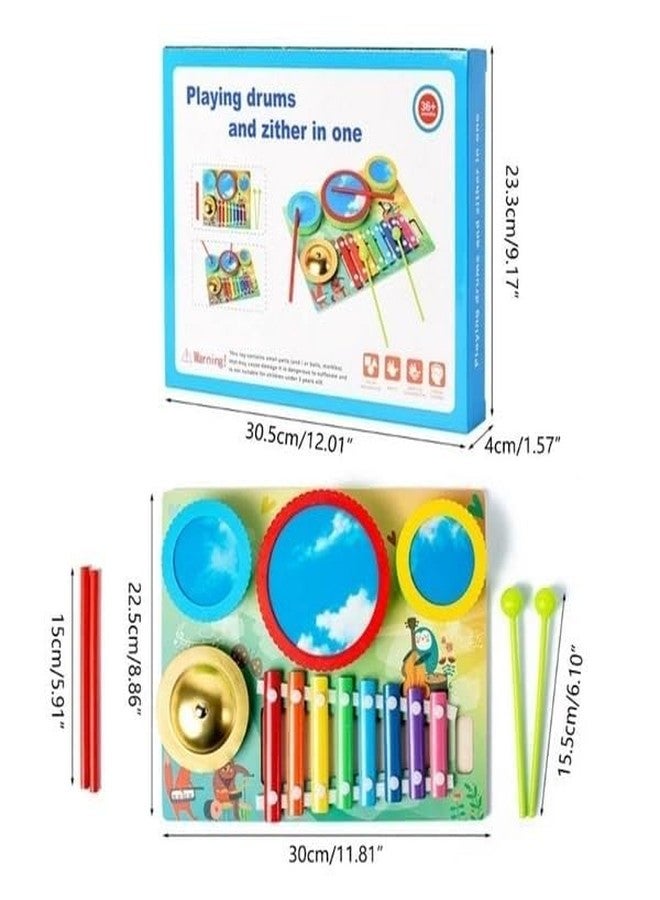 BLiSS HUES مجموعة طبول موسيقية خشبية للأطفال من BLiSS HUES (مجموعة موسيقية متكاملة) - Image 3